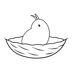 Black Outline illustration bird nest for coloring page