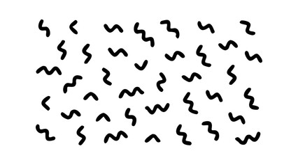 Collection of simple black wavy lines isolated on white background