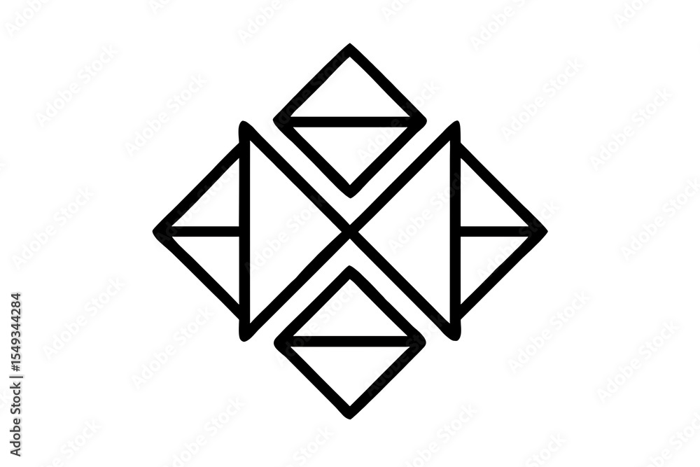 Poster Isolated geometric pattern featuring black triangles on a white background