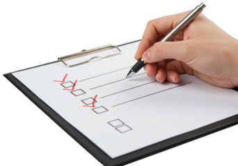 Isolated Hand Marking Checklist with Red Pen