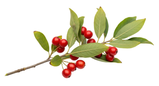 Isolated Red Berries on Branch