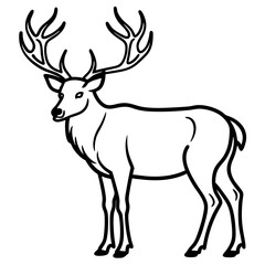 Wapiti and Vole Outline Art in Vector Style