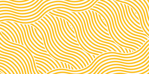 Yellow instant noodle, pasta and spaghetti texture with geometric wavy lines. Ramen, pasta vector pattern. Background abstract food illustration