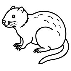 Water Vole Silhouette Vector in Fine Line Style
