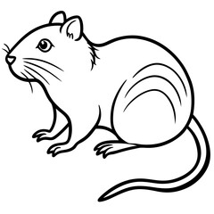 Water Vole Silhouette Vector in Fine Line Style