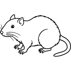 Water Vole Silhouette Vector in Fine Line Style
