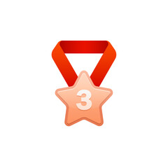 Medal icon. Award icon. Award badge. Game reward. Star icon. Game art. Game Medal. Achievement badge. Winner's trophy icon. Symbol victory. Reward badge. Third place. Quality mark. Champion. Win 