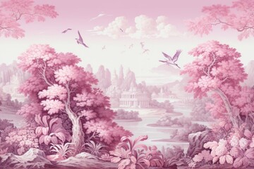 Naklejka premium Illustration solid toile with eagle border plant creativity outdoors.