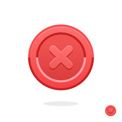 Delete icon. Close symbol. Stop sign vector red icon. Wrong sign. Reject icon. Cancel icon. Cross. Prohibition sign. Alert. Coin with x. Close button. Cancellation sign. X button. Cancel button. Ban