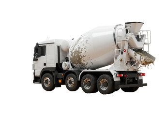 Isolated Cement Mixer Truck with Drum and Wheels