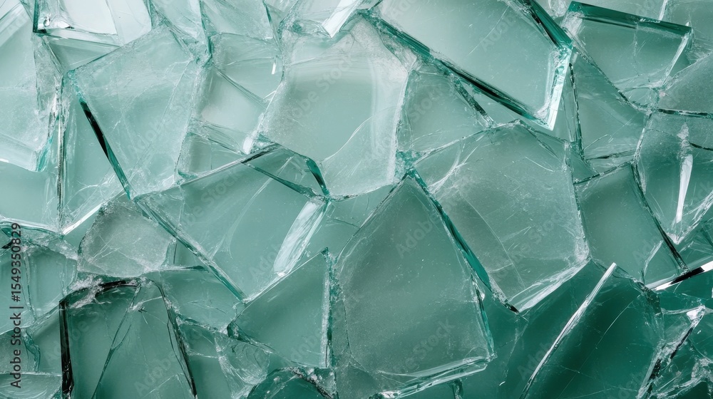Poster the image showcases a close-up view of fragmented glass shards arranged beautifully, reflecting ligh