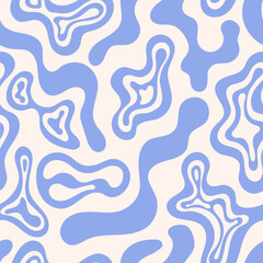 Abstract seamless pattern with wavy organic shapes. Vector flat psychedelic background. Liquid distorted forms in y2k aesthetic
