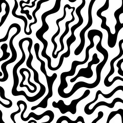 Abstract seamless pattern with wavy organic shapes. Vector flat psychedelic background. Liquid distorted forms