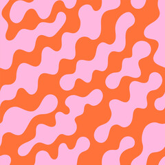 Vector flat background with wavy organic shapes. Abstract psychedelic seamless pattern in retro 1970s style
