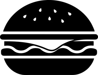 Hamburger Icon Silhouette Vector Illustration Black And White