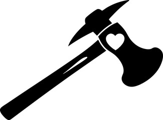 Hammer With Heart Silhouette Vector Illustration Black And White