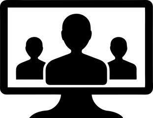 Zoom Meeting Screen Silhouette Vector Illustration