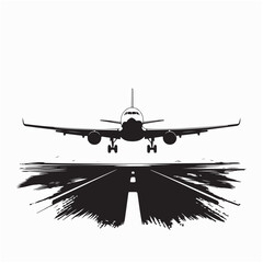 Airplane landing on the runway at the airport  Image Vector Isolated on white background.