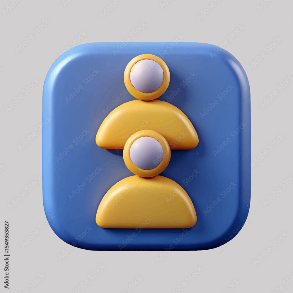 Poster stacked 3d user icons app interface design element for teamwork collaboration and social media