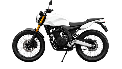 Obraz premium Sporty White Motorbike with Black Tires Transparent Background PNG
