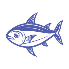 Obraz premium Cute Blue and White Cartoon Fish
