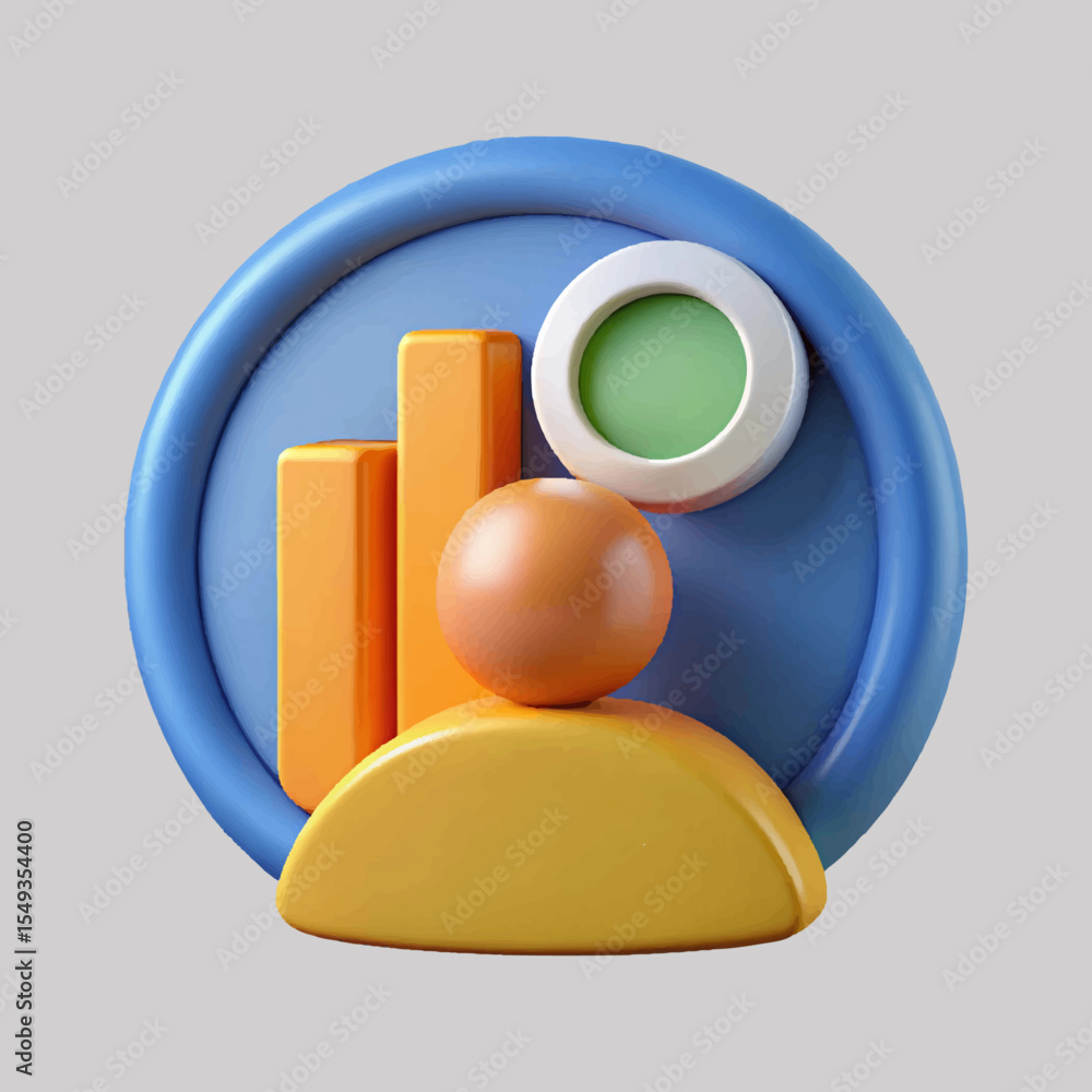 Aufkleber abstract 3d rendering of a person with growth chart and target, ideal for business presentations or 