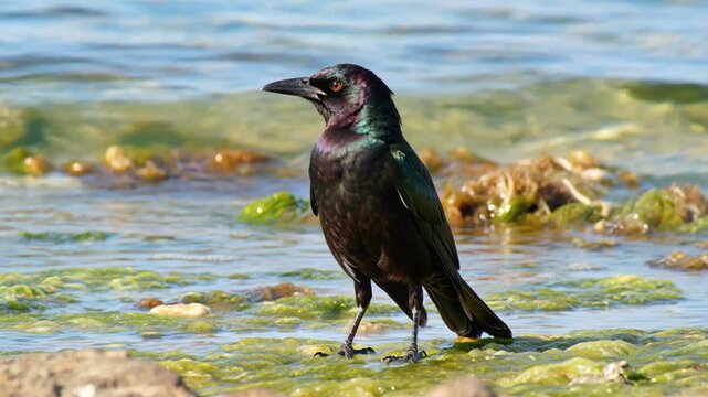 Great-tailed grackle coastal bird seashore