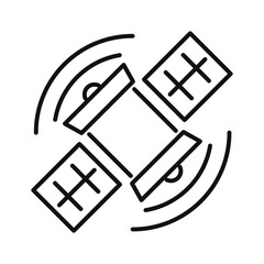 Space GPS navigation satellite line vector icon