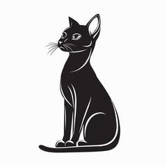 Abyssinian Cat Vector. Simple And Adorable Illustration Of Abyssinian Cat Sitting In Side View image vector