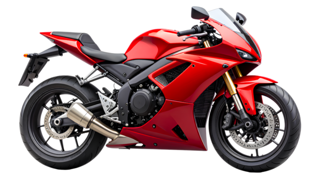 Red Sport Motorcycle  High-Resolution PNG on Transparent Background PNG
