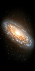 Stunning Spiral Galaxy with Bright Center and Starry Background