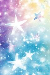 Dreamy pastel night sky with stars and cosmic glitter effects