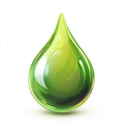 Green potion droplet with a mystical aura, isolated on white