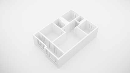 Apartment floor plan three-dimensional