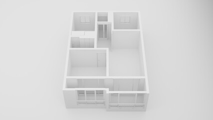 Apartment floor plan three-dimensional