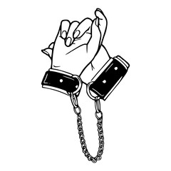 handcuffed hands vector illustration