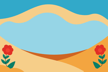 Floral vector illustration featuring abstract orange and yellow wavy lines, perfect for a summer beach nature backdrop design