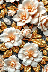 Luxurious white and golden frangipani flower background