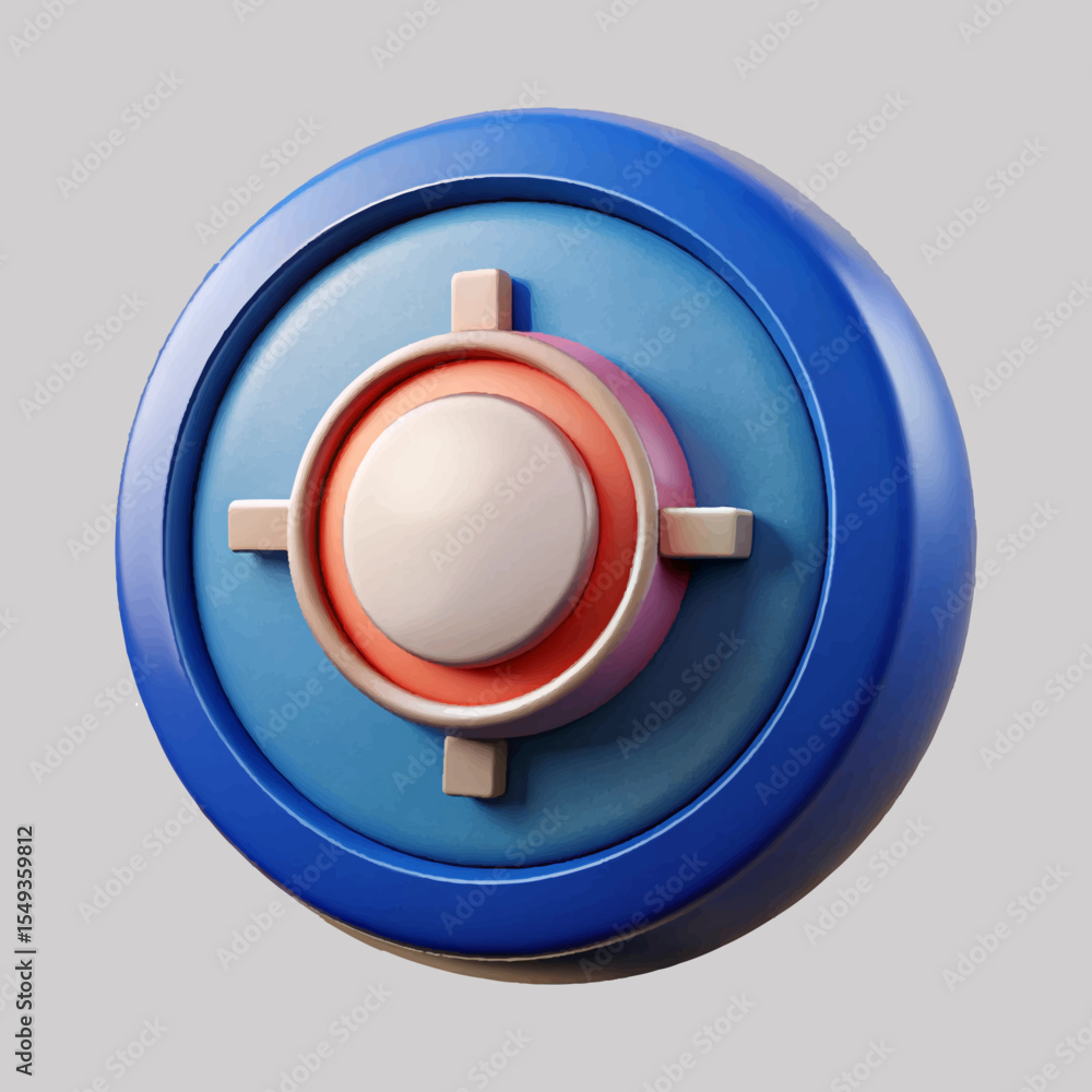 Poster abstract 3d button design element featuring blue red and beige circles offering a modern user interf
