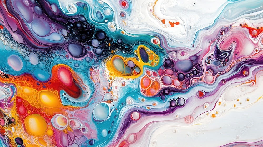 Poster a stunning abstract image featuring vibrant colors, organic shapes, and mesmerizing swirls that crea
