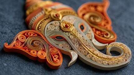 Fototapeta premium Crafted Colorful Paper Quilling Techniques Textured Layers), each featuring Lord Ganesha in quilled paper art