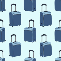 Seamless pattern of suitcases, bags, backpacks for travel in doodle style. Hand drawn luggage icons.