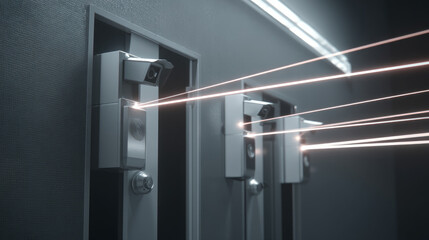 Advanced security system with lasers, biometric scanners, and digital locks