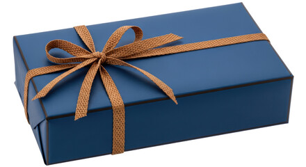 Isolated Blue Gift Box with Ribbon