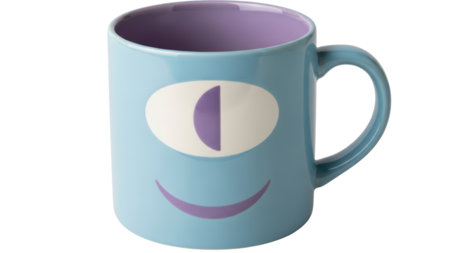 Isolated Cartoon Mug with Monster Face