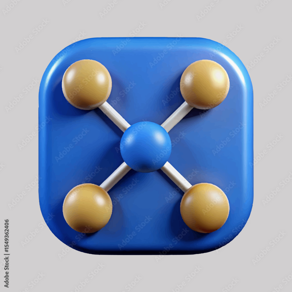 Aufkleber blue square icon with connecting spheres network technology graphic design element