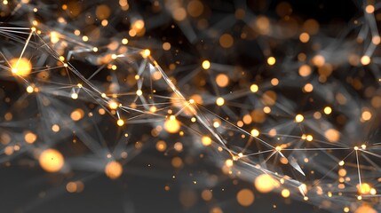 Network of Glowing Dots and Lines on Dark Background