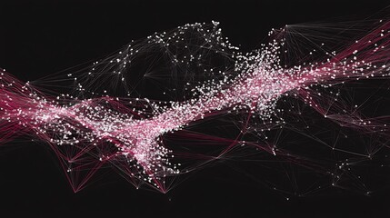 Network of Points and Lines on Black Background