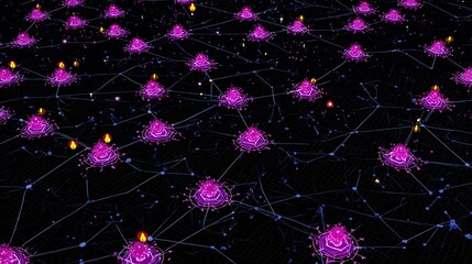 Network of Purple Nodes with Light