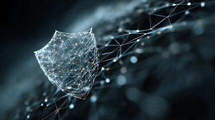 Network Shield Illustration with Connected Dots and Lines